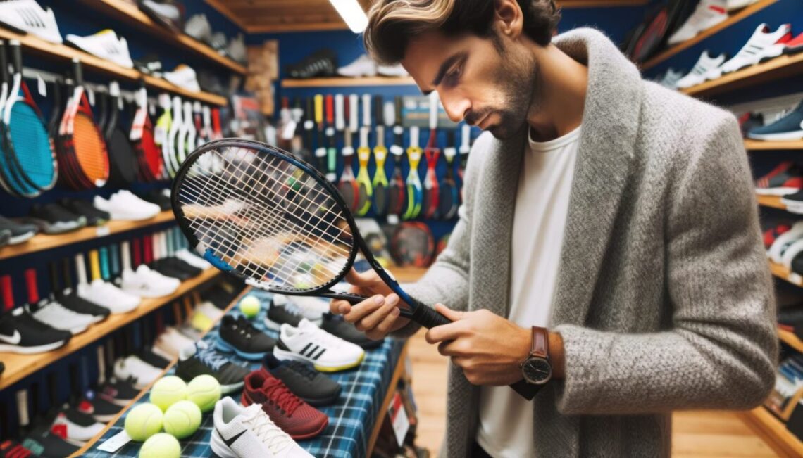 Joueuse de tennis comparant deux chaussures sur le court.